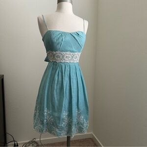 Speechless Teal Dress with White Lace Accents